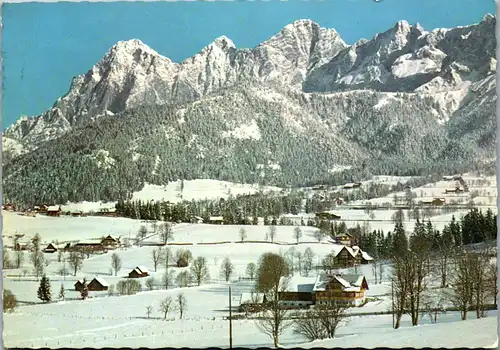 22723 - Steiermark - Ramsau am Dachstein , Ortsteil Schildlehen mit Dachsteinsüdwänden und Hohem Dachstein - gelaufen 1973