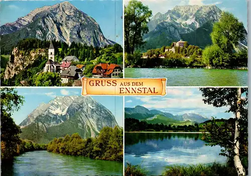 22730 - Steiermark - Pürgg mit Grimming , Schloß Trautenfels , Ennspartie , Putterersee bei Aigen , Ennstal - gelaufen 1972