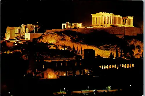22788 - Griechenland - Athen , Acropolis at night , Akropolis - gelaufen 1976