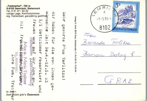 22810 - Steiermark - Semriach , Trattnerhof , Mehrbildkarte - gelaufen 1983