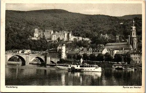22836 - Deutschland - Heidelberg , Partie am Neckar , Schiff - gelaufen 1954
