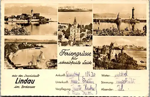 22843 - Deutschland - Lindau im Bodensee , Mehrbildkarte - gelaufen 1954