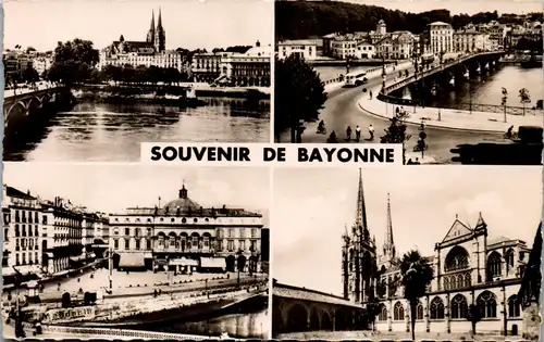 22849 - Frankreich - Bayonne , L' Adour , Pont St. Esprit , Hotel de Ville , Cathedrale , Mehrbildkarte - nicht gelaufen