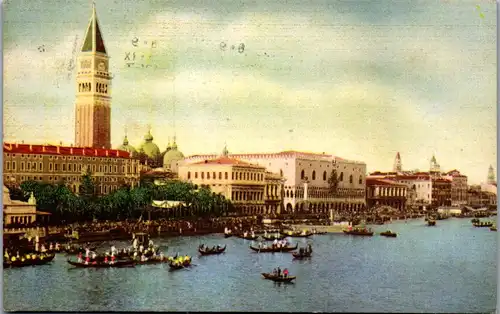 22890 - Künstlerkarte - Italien , Venezia , Canal Grande in festa - gelaufen 1953
