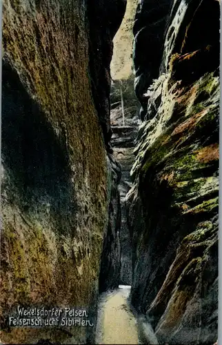 22893 - Tschechische Republik - Wekelsdorfer Felsen , Felsenschlucht Sibirien - gelaufen 1924