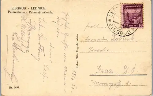 22897 - Tschechische Republik - Eisgrub , Lednice , Palmenhaus , Palmovy sklenik - gelaufen 1938