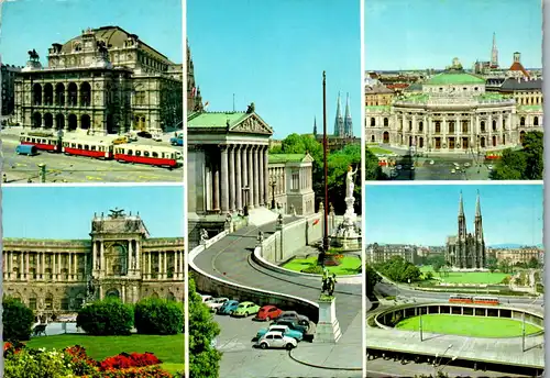 22938 - Wien - Oper , Neue Hofburg , Parlament , Burgtheater , Votivkirche , Mehrbildkirche - gelaufen 1965