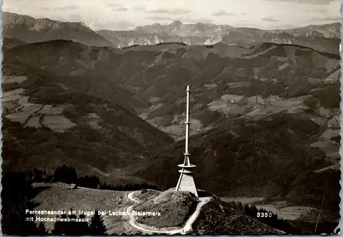 22941 - Steiermark - Leoben , Mugl , Fernsehsender mit Hochschwabmassiv - gelaufen 1965