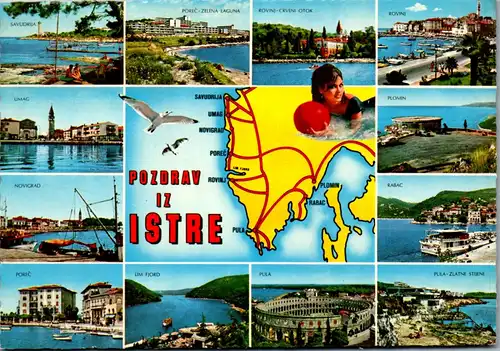 22949 - Kroatien - Istrien , Umag , Novigrad , Pula , Plomin , Lim Fjord , Mehrbildkarte - gelaufen 1970