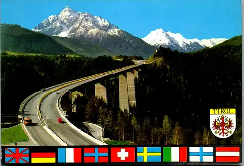 22952 - Tirol - Europabrücke , Brennerautobahn , Blick zur Serles und Stubaier Gletscher - gelaufen 1970
