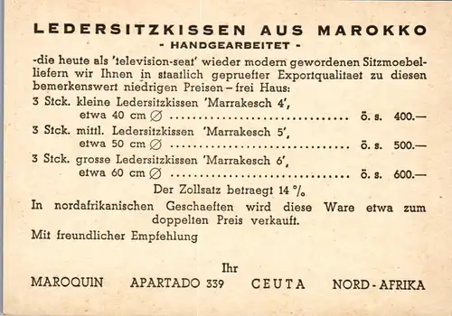 22956 - Werbekarte - Ledersitzkissen aus Marokko