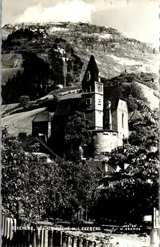 22958 - Steiermark - Eisenerz , Oswaldkirche mit Erzberg - gelaufen 1970