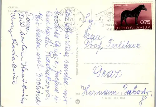 22961 - Kroatien - Opatija , Hotel Ambasador - gelaufen 1970