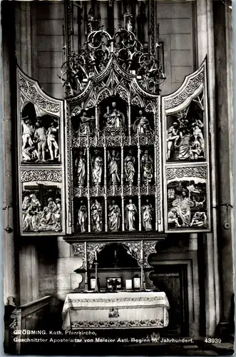 22978 - Steiermark - Gröbming , Pfarrkirche , Geschnitzter Apostelaltar - gelaufen 1969