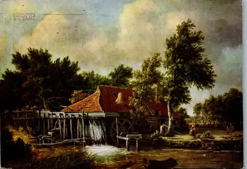 22985 - Künstlerkarte - De Watermolen , Die Wassermühle , Meindert Hobbema - gelaufen 1964