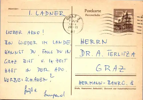 22992 - Österreich - Ganzsache , Graz - gelaufen 1961