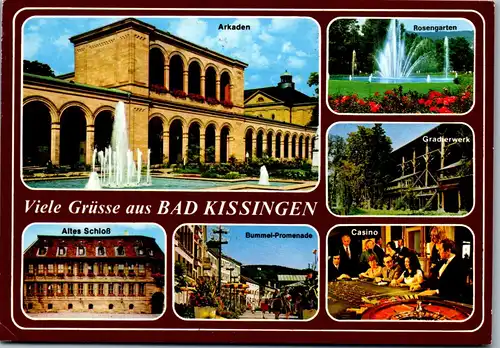 23010 - Deutschland - Bad Kissingen , Arkaden , Bummel Promenade , Gradierwerk , Mehrbildkarte - gelaufen 1987