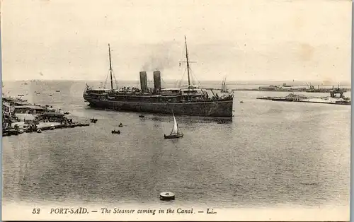 23020 - Ägypten - Port Said , The Steamer coming in the Canal - nicht gelaufen