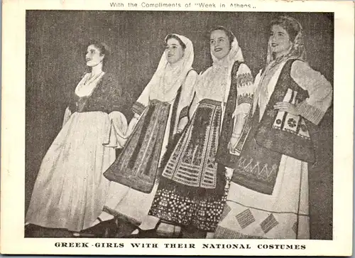 23066 - Tracht - Griechenland , Greek Girls with their national Costumes -  1956