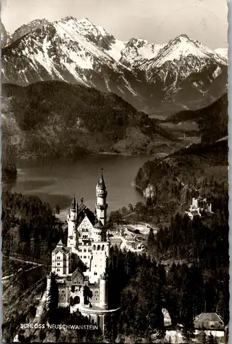 23079 - Deutschland - Schloß Neuschwanstein mit Hohenschwangau , Alpsee und Tiroler Hochgebirge - gelaufen 1958