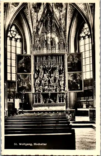 23087 - Salzburg - St. Wolfgang , Hochaltar , Holzschnitzerei von Michael Pacher - gelaufen 1957