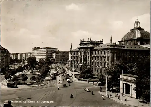 23144 - Deutschland - München , Karlsplatz mit Justizpalast - gelaufen 1961