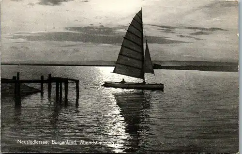 23217 - Burgenland - Neusiedlersee , Abendstimmung , Segelboot - gelaufen 1958