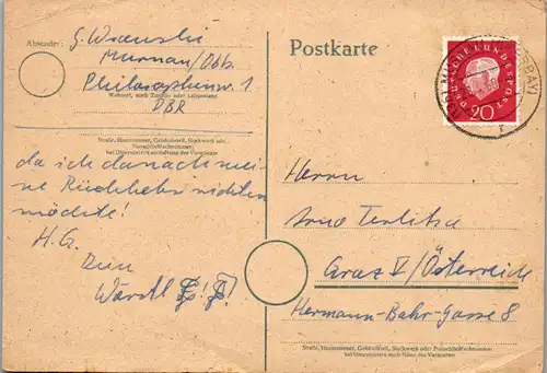 23232 - Deutschland - Postkarte , Graz - gelaufen 1960