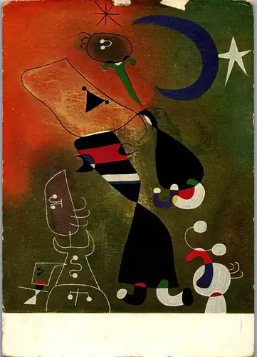 23233 - Künstlerkarte - Joan Miro , Femmes oiseau au clair de lune - gelaufen 1957