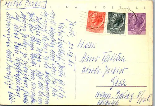 23235 - Italien - Ganzsache mit Zusatzfrankatur , 25 + 10 + 5 - gelaufen 1960