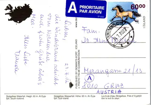 23246 - Island - Skogafoss , Wasserfall - gelaufen 2002