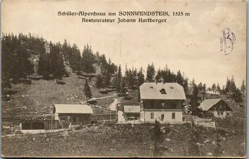 23263 - Niederösterreich - Sonnwendstein , Schüler Alpenhaus , Restaurateur Johann Hartberger - gelaufen 1923