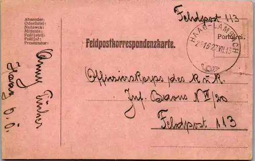 23276 - Militaria - Feldpost , Haag Lambach , Offizierskorps des K. u. K - gelaufen 1915