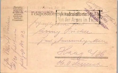 23283 - Militaria - Feldpost , Haag , Stempel  - gelaufen 1915