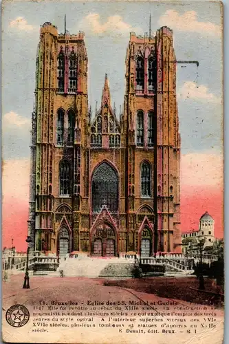 23285 - Belgien - Bruxelles , Brüssel , Eglise des SS. Michel et Gugule - gelaufen 1929