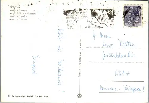 23329 - Italien - Verona , Arena interno - gelaufen 1959