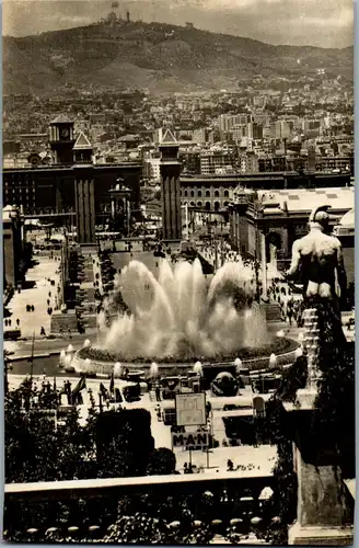 23346 - Spanien - Barcelona , Vista panoramica desde el recinto de la Exposition , Springbrunnen - gelaufen 1956