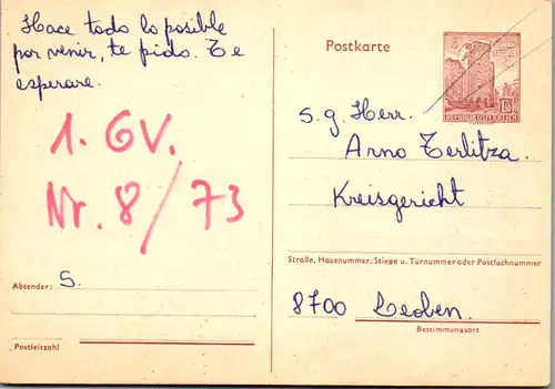 23406 - Steiermark - Ganzsache , Bruck an der Mur - Leoben - gelaufen 1973