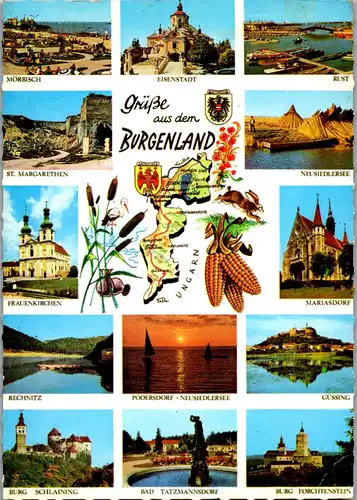 23448 - Burgenland - Mörbisch , Rust , Güssing , Podersdorf , Rechnitz , Mehrbildkarte - gelaufen 1970