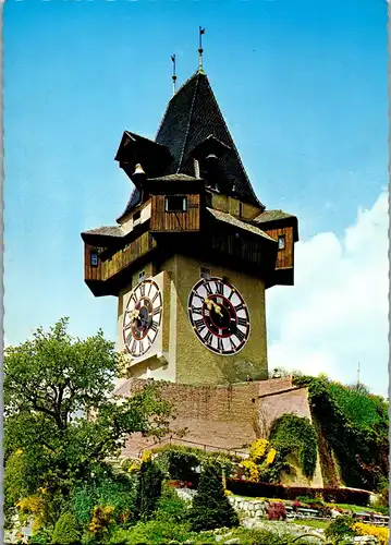 23449 - Steiermark - Graz , Uhrturm auf dem Schloßberg - gelaufen 1970