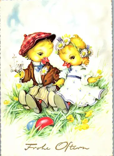 23467 - Glückwunsch - Frohe Ostern , Gänsekücken - gelaufen 1967