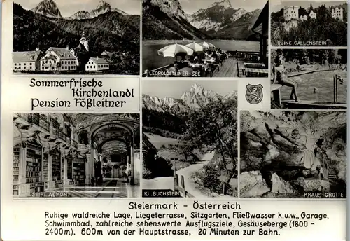 23468 - Steiermark - Kirchenlandl , Eisenerz , Pension Fößleitner , Leopoldsteiner See , Kraus Grotte , Mehrbildkarte - gelaufen 1966