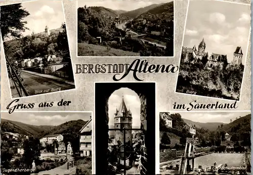 23473 - Deutschland - Altena , Jugendherberge , Burg , Schwimmbad , Mehrbildkarte - gelaufen 1962