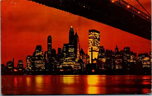 23489 - USA - New York City , Night View of Lower Manhatten - gelaufen 1966