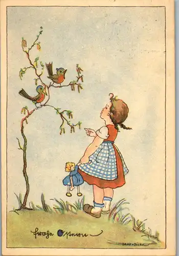 23494 - Glückwunsch - Frohe Ostern , signiert Graf , Bilek - gelaufen 1947