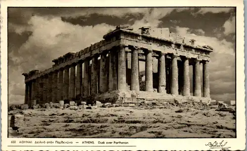 23495 - Griechenland - Athen , Dusk over Parthenon  - gelaufen 1953
