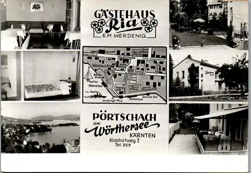 23525 - Kärnten - Pörtschach am Wörthersee , Gästehaus Ria , E. M. Werding - gelaufen 1968