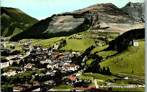23530 - Steiermark - Eisenerz mit Erzberg , Panorama - gelaufen 1966