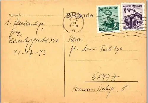 23541 - Österreich - Postkarte , Graz - gelaufen 1961