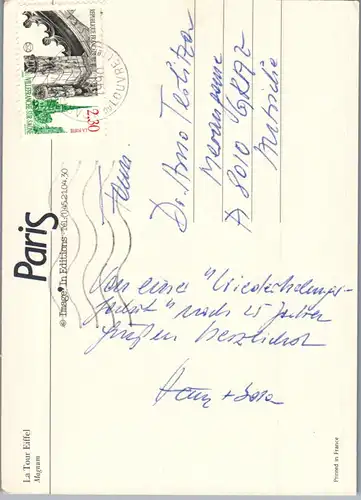 23586 - Frankreich - Paris , La Tour Eiffel - gelaufen 1990